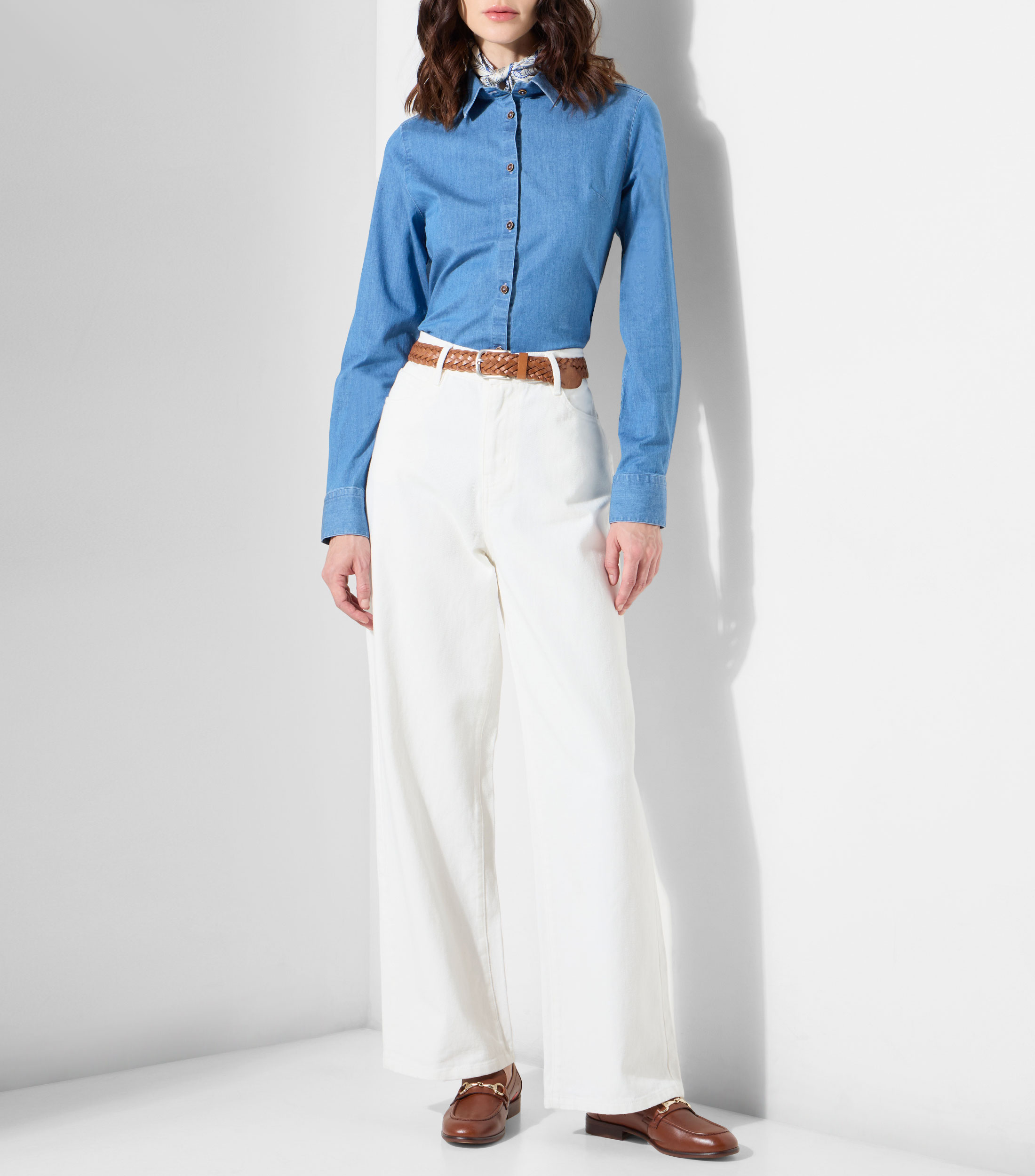 Camisa lisa con manga larga Mujer